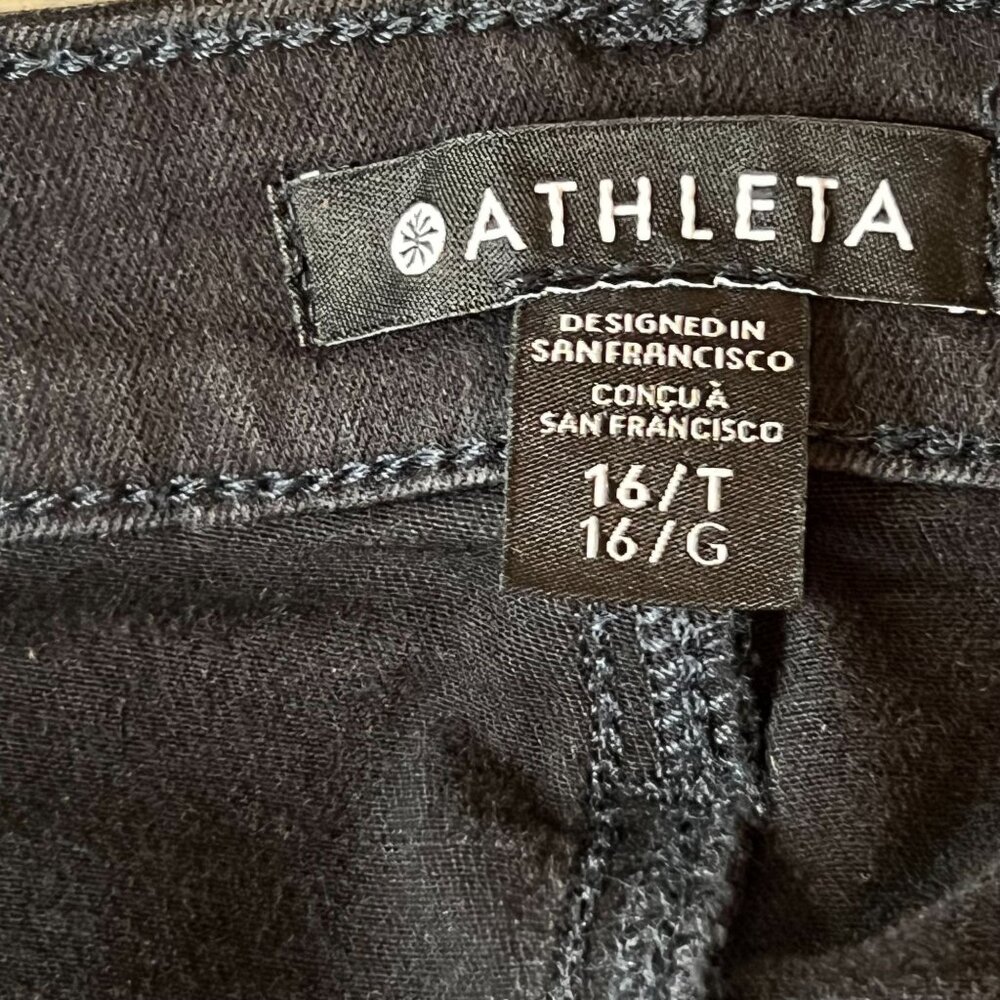 Athleta Womens Black Wide Leg Jeans 16T Dark Wash Zip coin pocket Stretch - Picture 9 of 14